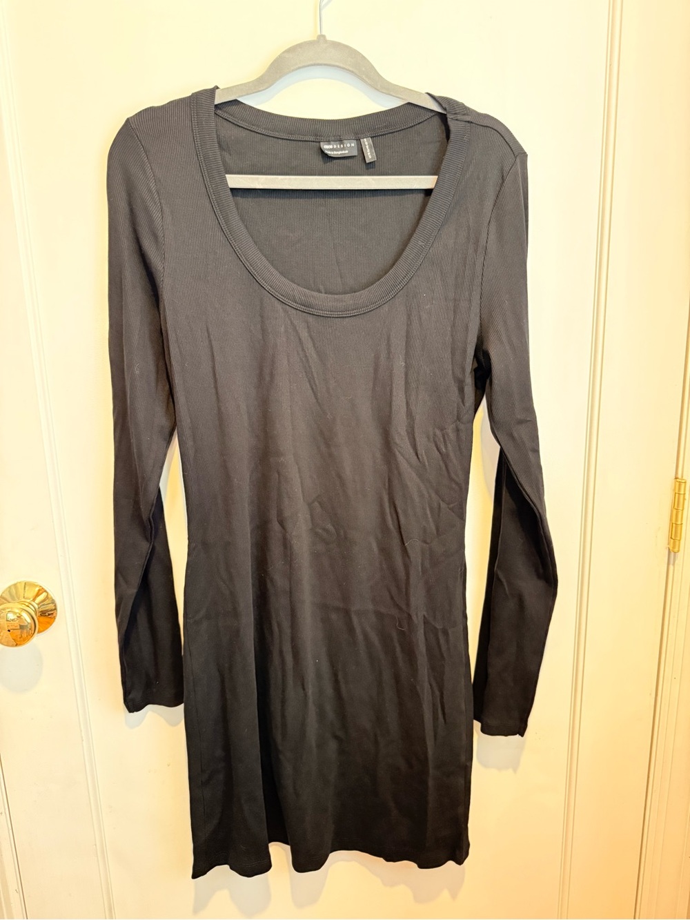 ASOS Black Long Sleeve Scoop Neck Knit Dress